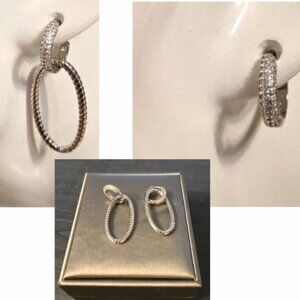 NWT Sterling Silver double dangling oval pendant earrings